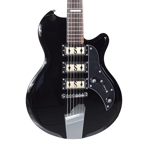 Supro Hampton 3 Pickup Jet Black Electric Guitar