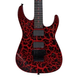 Charvel Custom Select DK HH FR Electric Guitar Black/Red Crackle w/Case