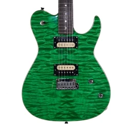 Grosh Flat Top Custom Trem Electric Guitar Trans Lime Green w/Case