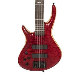 Roscoe Century Custom 5 Bass Left-Handed Quilt Maple Top Red w/Case