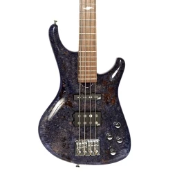Roscoe LG Custom 4 Bass Burl Maple Blue w/Case