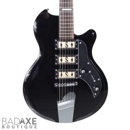Supro Hampton 3 Pickup Jet Black Electric Guitar